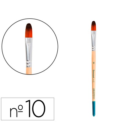 Pincel para pintura acrilica y acuarela liderpapel n 10 punta filbert lengua gato de pelo sintetico certificado