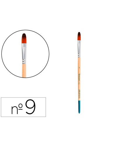 Pincel para pintura acrilica y acuarela liderpapel n 9 punta filbert lengua gato de pelo sintetico certificado