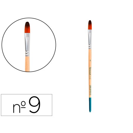 Pincel para pintura acrilica y acuarela liderpapel n 9 punta filbert lengua gato de pelo sintetico certificado