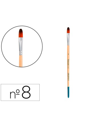 Pincel para pintura acrilica y acuarela liderpapel n 8 punta filbert lengua gato de pelo sintetico certificado