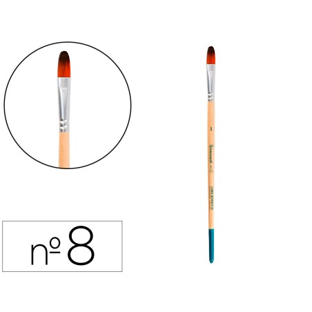 Pincel para pintura acrilica y acuarela liderpapel n 8 punta filbert lengua gato de pelo sintetico certificado