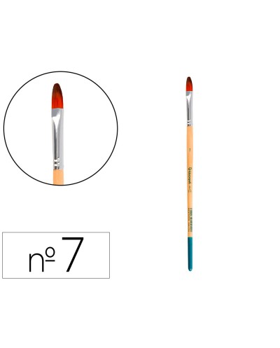 Pincel para pintura acrilica y acuarela liderpapel n 7 punta filbert lengua gato de pelo sintetico certificado