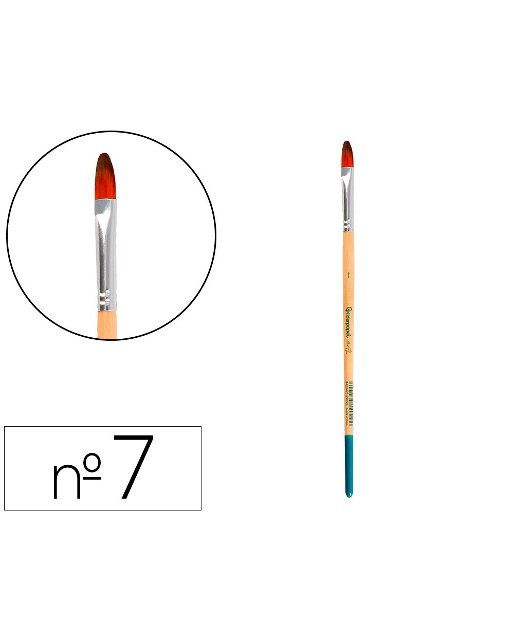Pincel para pintura acrilica y acuarela liderpapel n 7 punta filbert lengua gato de pelo sintetico certificado