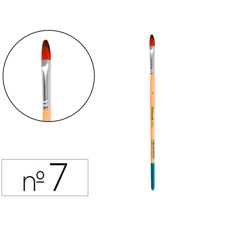 Pincel para pintura acrilica y acuarela liderpapel n 7 punta filbert lengua gato de pelo sintetico certificado