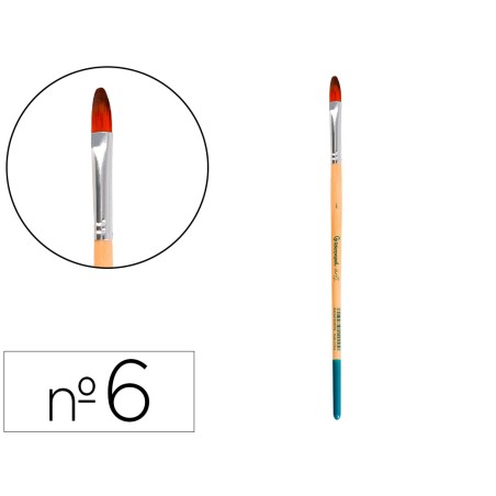 Pincel para pintura acrilica y acuarela liderpapel n 6 punta filbert lengua gato de pelo sintetico certificado