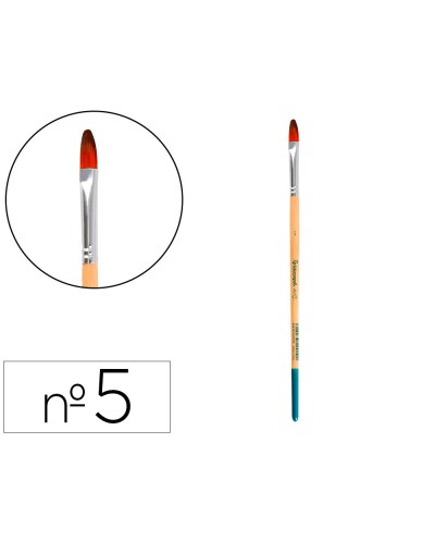 Pincel para pintura acrilica y acuarela liderpapel n 5 punta filbert lengua gato de pelo sintetico certificado