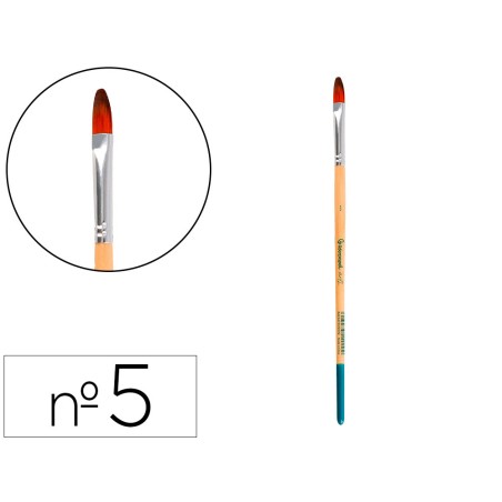 Pincel para pintura acrilica y acuarela liderpapel n 5 punta filbert lengua gato de pelo sintetico certificado