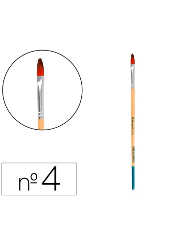 Pincel para pintura acrilica y acuarela liderpapel n 4 punta filbert lengua gato de pelo sintetico certificado