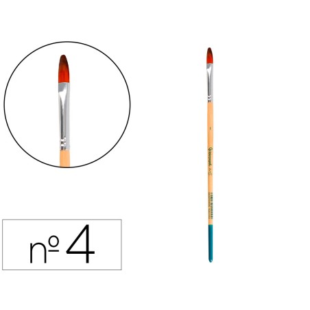 Pincel para pintura acrilica y acuarela liderpapel n 4 punta filbert lengua gato de pelo sintetico certificado