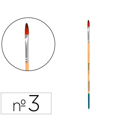 Pincel para pintura acrilica y acuarela liderpapel n 3 punta filbert lengua gato de pelo sintetico certificado