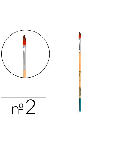 Pincel para pintura acrilica y acuarela liderpapel n 2 punta filbert lengua gato de pelo sintetico certificado