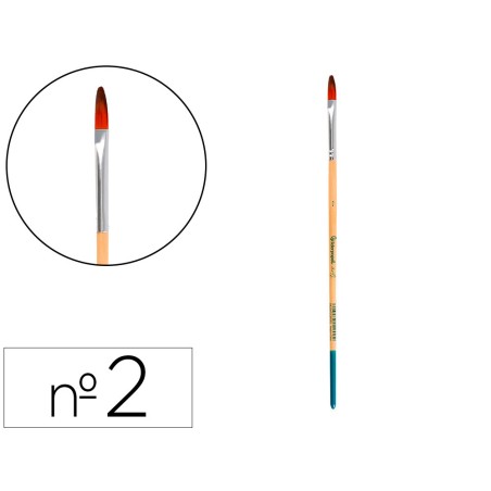 Pincel para pintura acrilica y acuarela liderpapel n 2 punta filbert lengua gato de pelo sintetico certificado