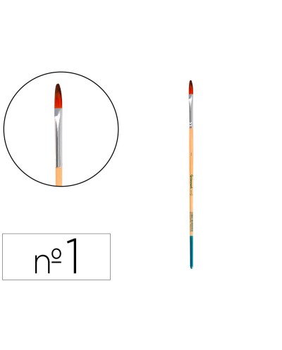 Pincel para pintura acrilica y acuarela liderpapel n 1 punta filbert lengua gato de pelo sintetico certificado