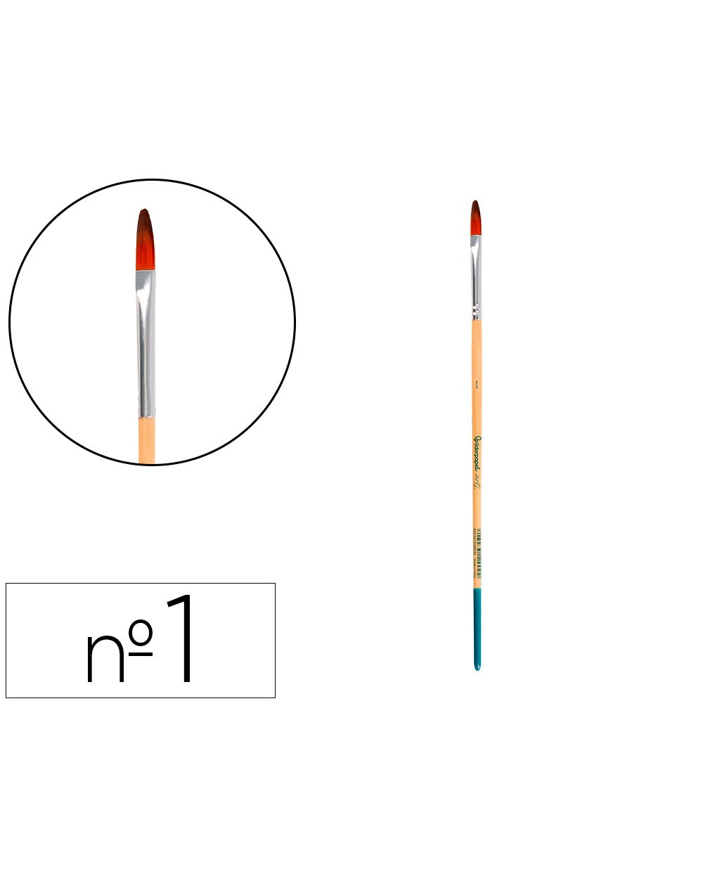 Pincel para pintura acrilica y acuarela liderpapel n 1 punta filbert lengua gato de pelo sintetico certificado