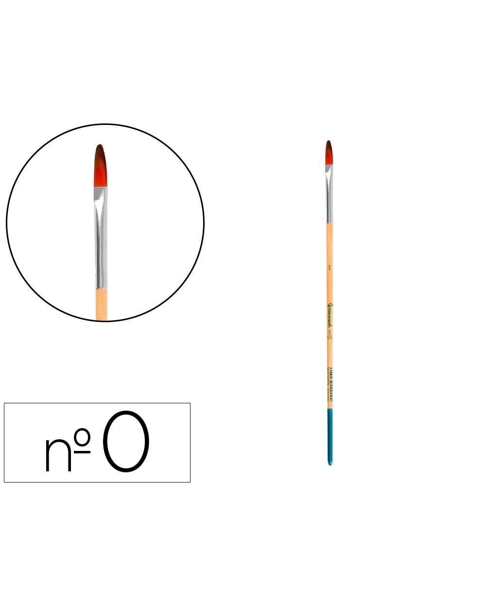 Pincel para pintura acrilica y acuarela liderpapel n 0 punta filbert lengua gato de pelo sintetico certificado