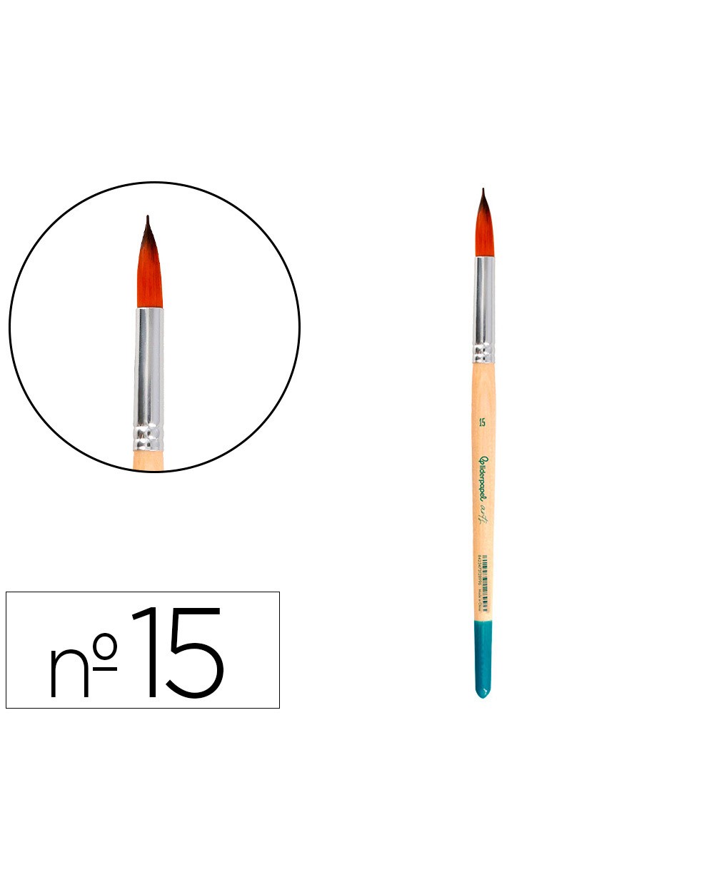 Pincel para pintura acrilica y acuarela liderpapel n 15 punta redonda de pelo sintetico certificado fsc