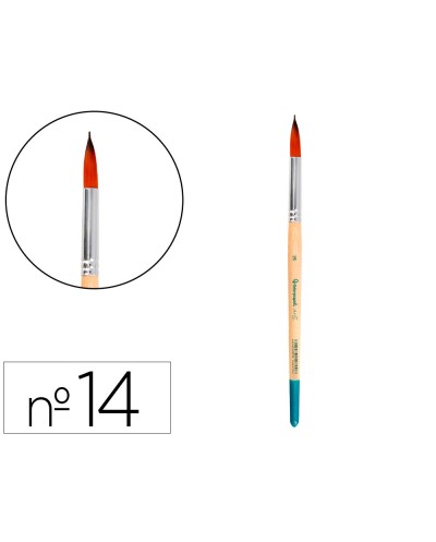 Pincel para pintura acrilica y acuarela liderpapel n 14 punta redonda de pelo sintetico certificado fsc