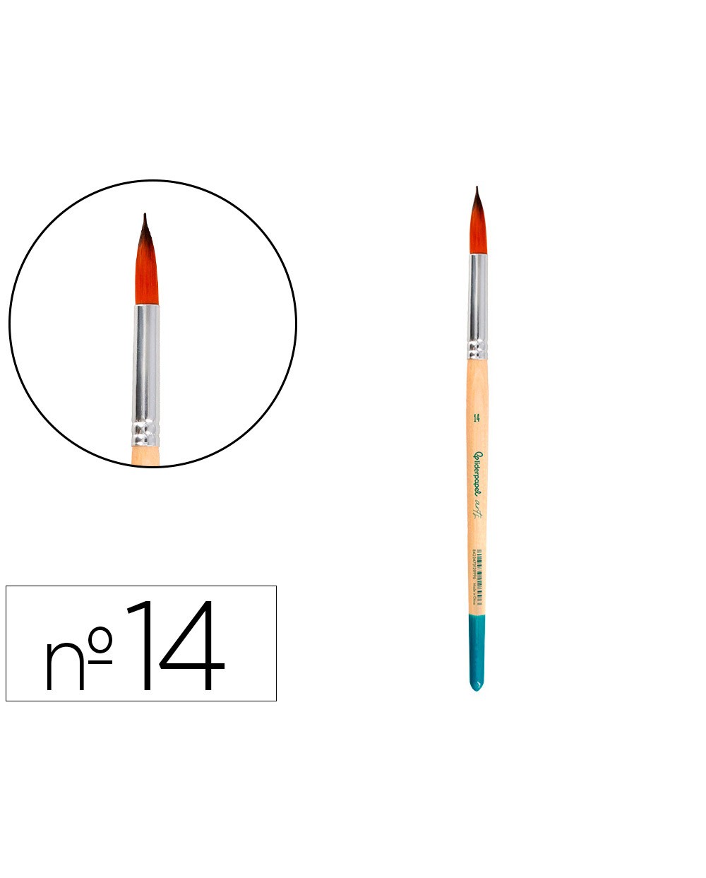 Pincel para pintura acrilica y acuarela liderpapel n 14 punta redonda de pelo sintetico certificado fsc