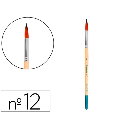 Pincel para pintura acrilica y acuarela liderpapel n 12 punta redonda de pelo sintetico certificado fsc