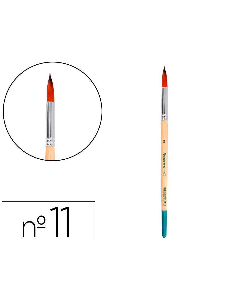 Pincel para pintura acrilica y acuarela liderpapel n 11 punta redonda de pelo sintetico certificado fsc