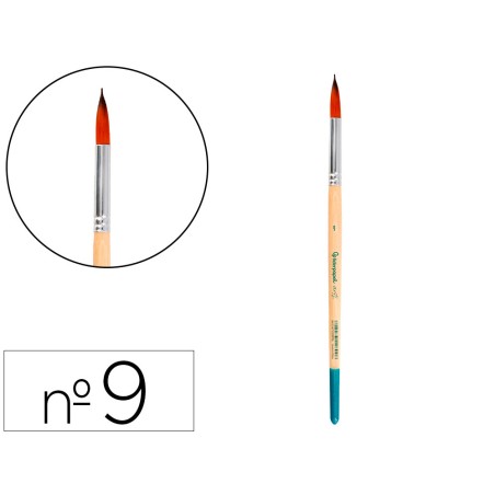 Pincel para pintura acrilica y acuarela liderpapel n 9 punta redonda de pelo sintetico certificado fsc