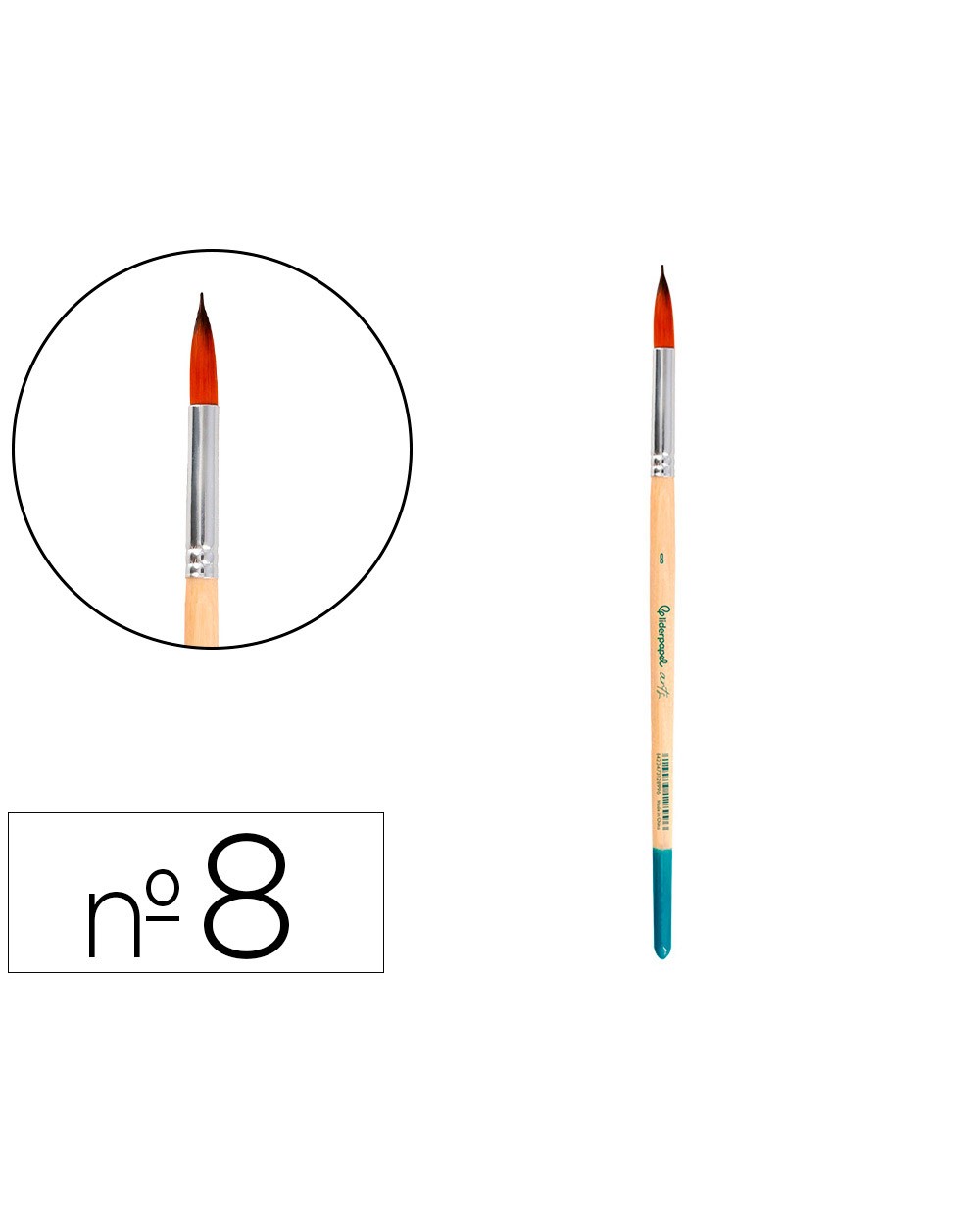 Pincel para pintura acrilica y acuarela liderpapel n 8 punta redonda de pelo sintetico certificado fsc