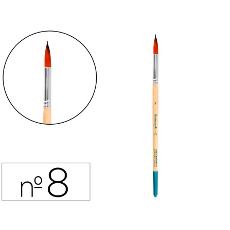 Pincel para pintura acrilica y acuarela liderpapel n 8 punta redonda de pelo sintetico certificado fsc