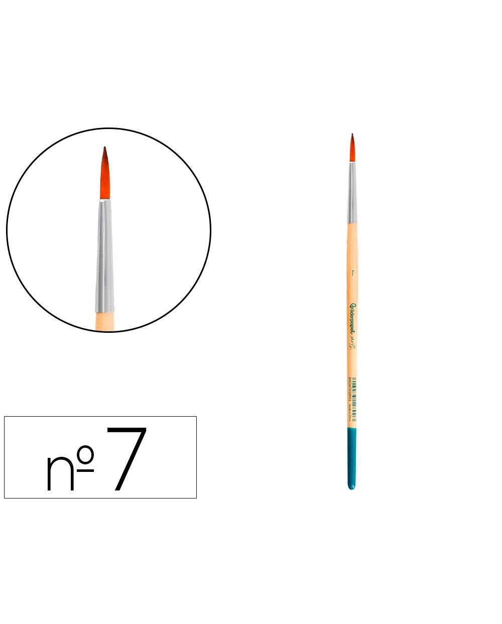 Pincel para pintura acrilica y acuarela liderpapel n 7 punta redonda de pelo sintetico certificado fsc