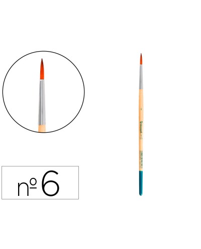 Pincel para pintura acrilica y acuarela liderpapel n 6 punta redonda de pelo sintetico certificado fsc