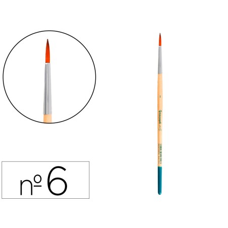 Pincel para pintura acrilica y acuarela liderpapel n 6 punta redonda de pelo sintetico certificado fsc