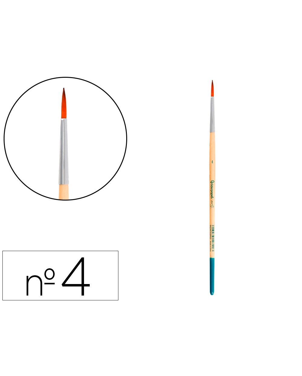 Pincel para pintura acrilica y acuarela liderpapel n 4 punta redonda de pelo sintetico certificado fsc