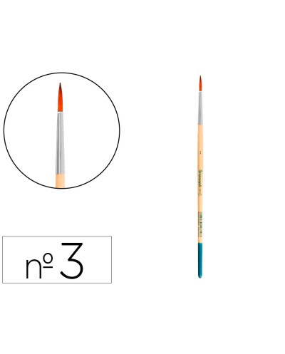 Pincel para pintura acrilica y acuarela liderpapel n 3 punta redonda de pelo sintetico certificado fsc