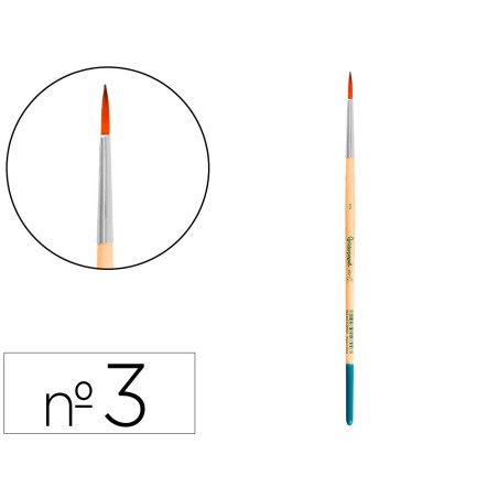 Pincel para pintura acrilica y acuarela liderpapel n 3 punta redonda de pelo sintetico certificado fsc