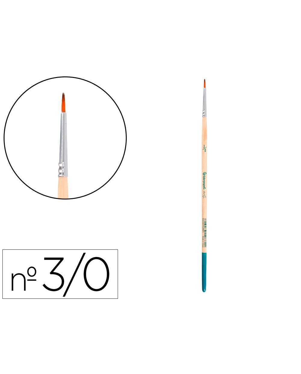 Pincel para pintura acrilica y acuarela liderpapel n 000 punta redonda de pelo sintetico certificado fsc