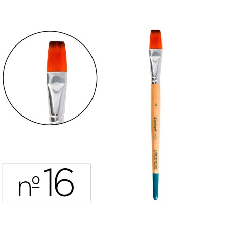 Pincel para pintura acrilica y acuarela liderpapel n 16 punta plana de pelo sintetico certificado fsc