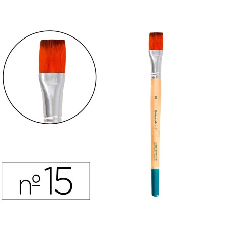 Pincel para pintura acrilica y acuarela liderpapel n 15 punta plana de pelo sintetico certificado fsc