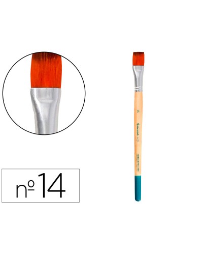 Pincel para pintura acrilica y acuarela liderpapel n 14 punta plana de pelo sintetico certificado fsc