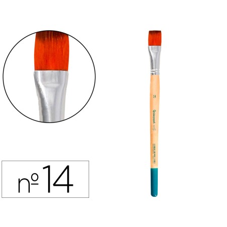 Pincel para pintura acrilica y acuarela liderpapel n 14 punta plana de pelo sintetico certificado fsc