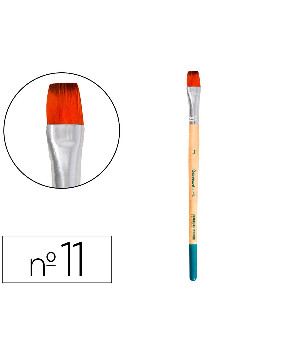 Pincel para pintura acrilica y acuarela liderpapel n 11 punta plana de pelo sintetico certificado fsc