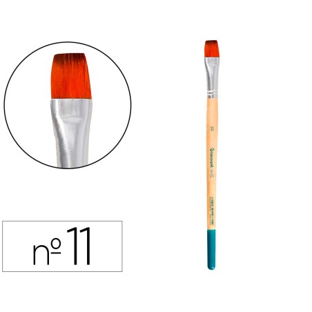 Pincel para pintura acrilica y acuarela liderpapel n 11 punta plana de pelo sintetico certificado fsc