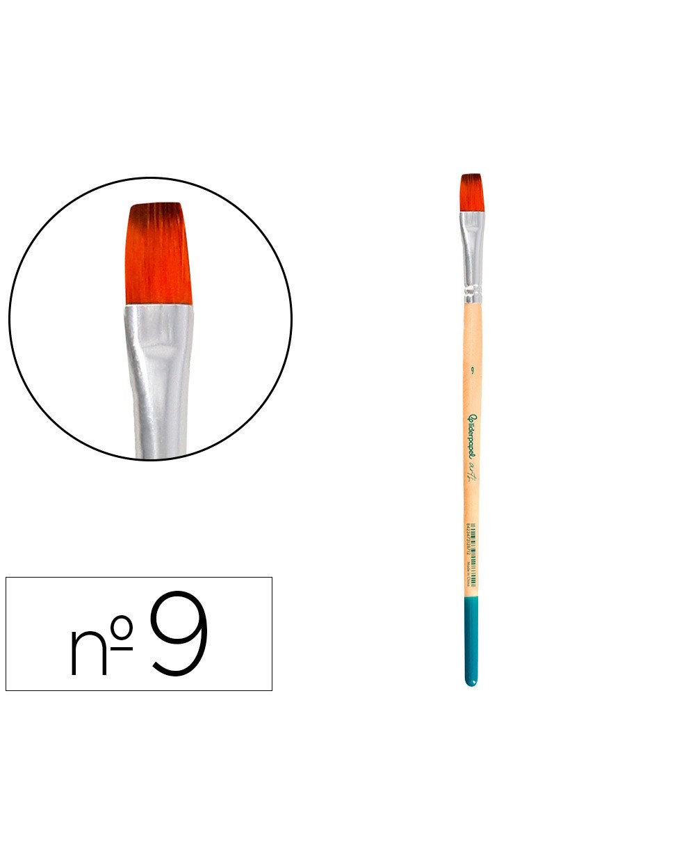 Pincel para pintura acrilica y acuarela liderpapel n 9 punta plana de pelo sintetico certificado fsc