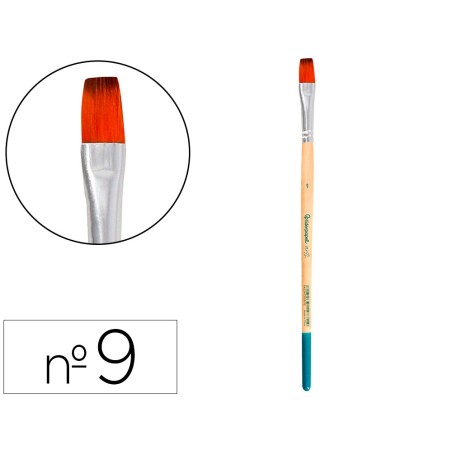 Pincel para pintura acrilica y acuarela liderpapel n 9 punta plana de pelo sintetico certificado fsc