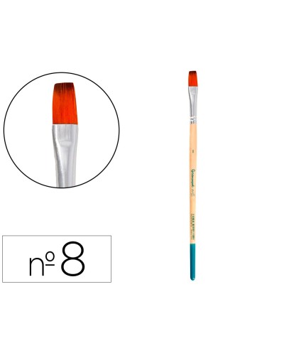 Pincel para pintura acrilica y acuarela liderpapel n 8 punta plana de pelo sintetico certificado fsc