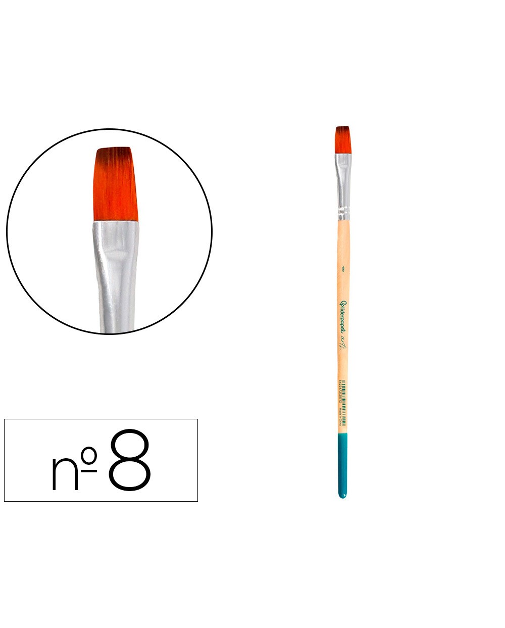 Pincel para pintura acrilica y acuarela liderpapel n 8 punta plana de pelo sintetico certificado fsc