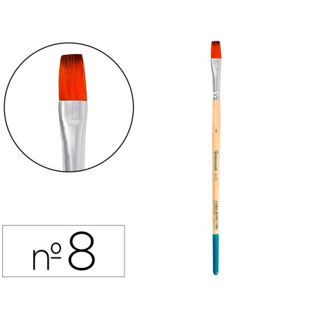 Pincel para pintura acrilica y acuarela liderpapel n 8 punta plana de pelo sintetico certificado fsc