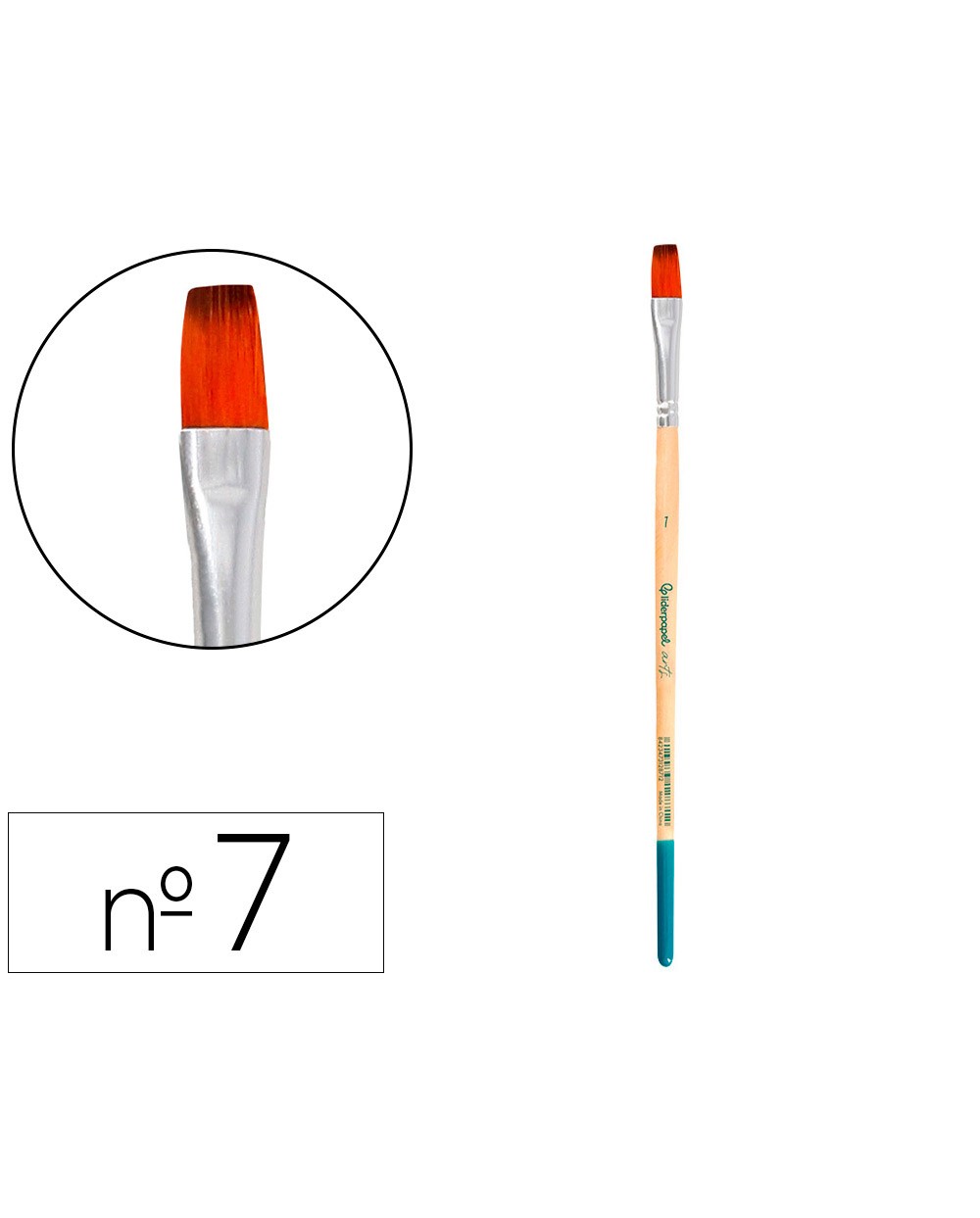 Pincel para pintura acrilica y acuarela liderpapel n 7 punta plana de pelo sintetico certificado fsc