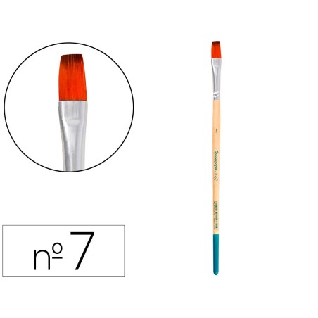Pincel para pintura acrilica y acuarela liderpapel n 7 punta plana de pelo sintetico certificado fsc