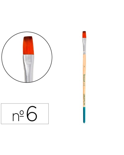 Pincel para pintura acrilica y acuarela liderpapel n 6 punta plana de pelo sintetico certificado fsc