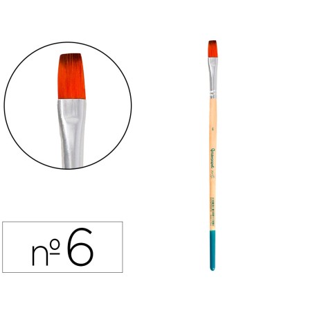 Pincel para pintura acrilica y acuarela liderpapel n 6 punta plana de pelo sintetico certificado fsc