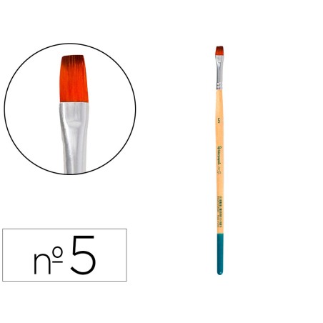 Pincel para pintura acrilica y acuarela liderpapel n 5 punta plana de pelo sintetico certificado fsc